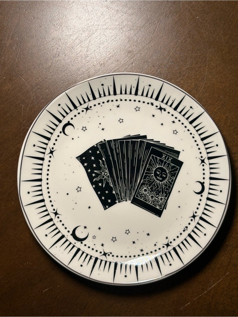 Tarot Card Themed Ceramic Plate - Black and White